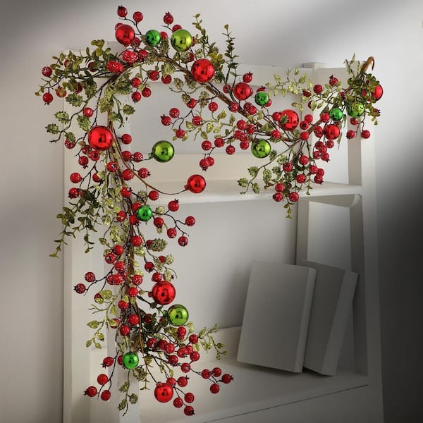 4 ft in. Green Artificial Waterproof Glitter Berry Smilax Garland