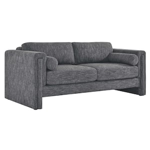 Visible 77 in. Square Arm Fabric Rectangle Sofa in Gray