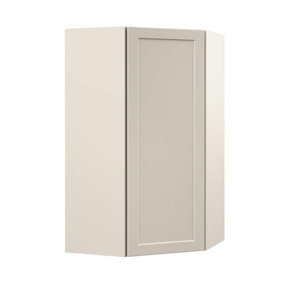 Hampton Bay Designer Series Melvern 24 in. W x 24 in. D x 42 in. H Assembled Shaker Diagonal Corner Wall Kitchen Cabinet in Cloud