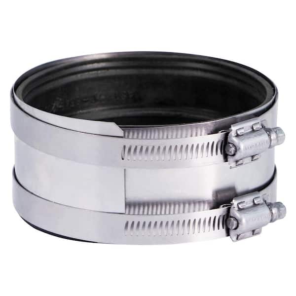 PLUMBFLEX Shielded 4 in. Steel Transition Coupling Connects Cast Iron to Plastic or Extra Heavy Cast Iron