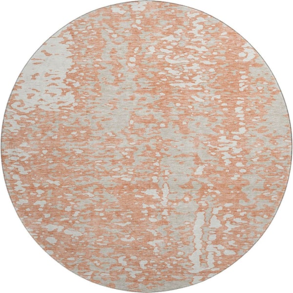 Addison Rugs Mayfield Premium Machine Washable Abstract AMF949 Coral 8 ft. x 8 ft. Round Rug