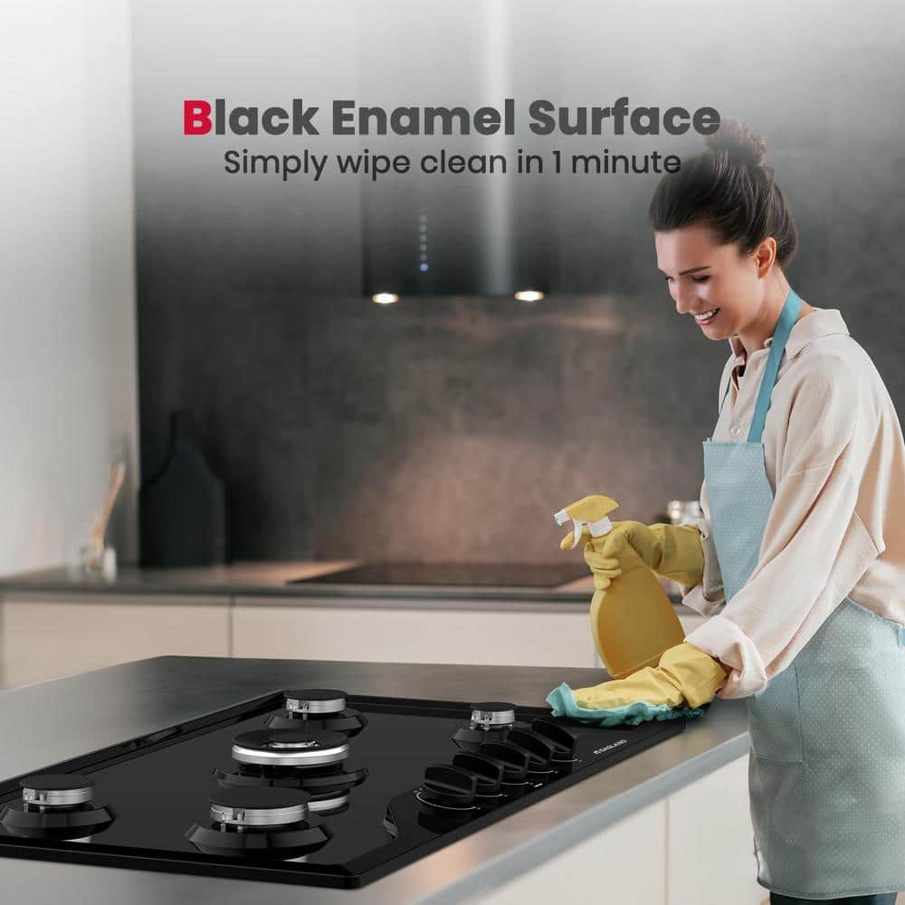 36" Black Enamel 5-Burner Propane and Natural Gas Cooktop