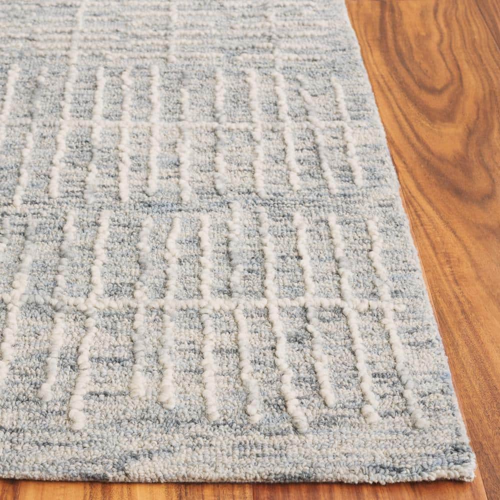 Light Blue 4' x 6' Handmade Wool Tufted Abstract Rug