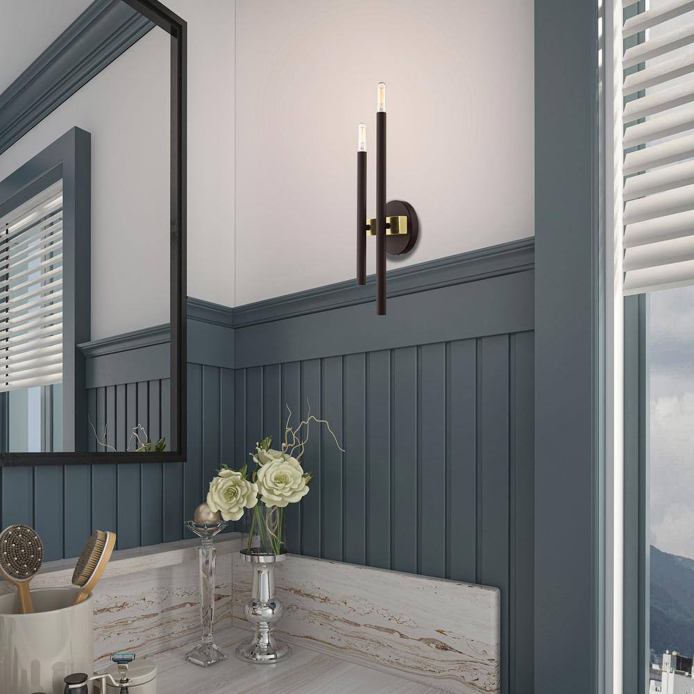 Denmark Bronze & Antique Brass 2-Light Dimmable Wall Sconce