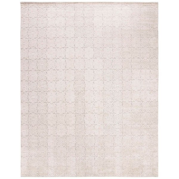 Mirage 9 ft. x 12 ft. Silver High-Low Geometric Trellis Area Rug