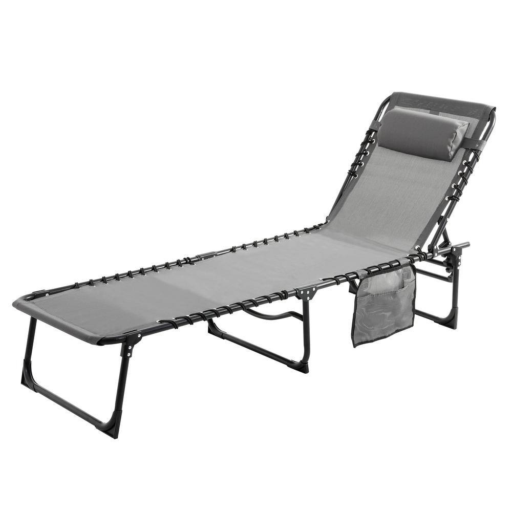 VEIKOUS Outdoor Folding Chaise Lounge Chair Fully Flat for Beach with