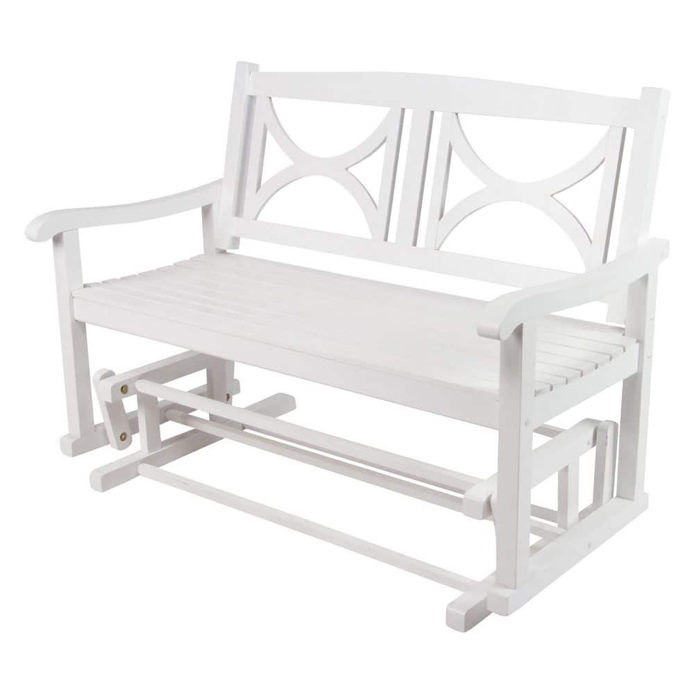 white outdoor glider bench