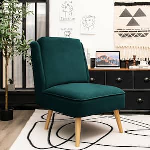 Green 2-Piece Velvet Accent Chair Single Sofa Chair Leisure Chair with Wood Frame