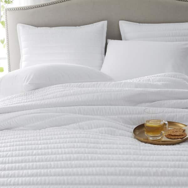 white sateen coverlet