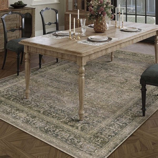 Holly 5 ft. X 7 ft. Taupe Distressed Vintage Floral Area Rug
