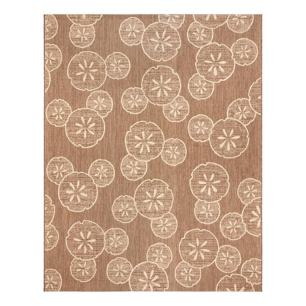 Mickey Mouse Sand Dollar Havana/Sand 9 ft. x 13 ft. Abstract Indoor/Outdoor Area Rug