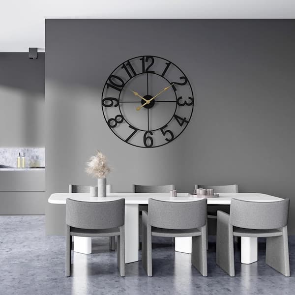Sorbus Black Metal Analog Classic Numeral Wall Clock CLK-WALN
