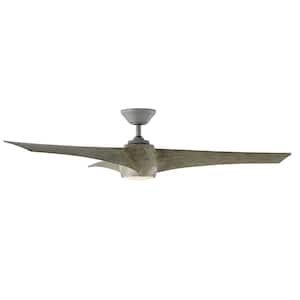 Twirl 58 in. 3000K Integrated LED Indoor/Outdoor Graphite Weathered Wood Smart Ceiling Fan with Light Kit and Remote