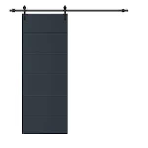 Modern Classic 30 in. x 80 in. Charcoal Gray Stained Composite MDF Paneled Sliding Barn Door with Hardware Kit