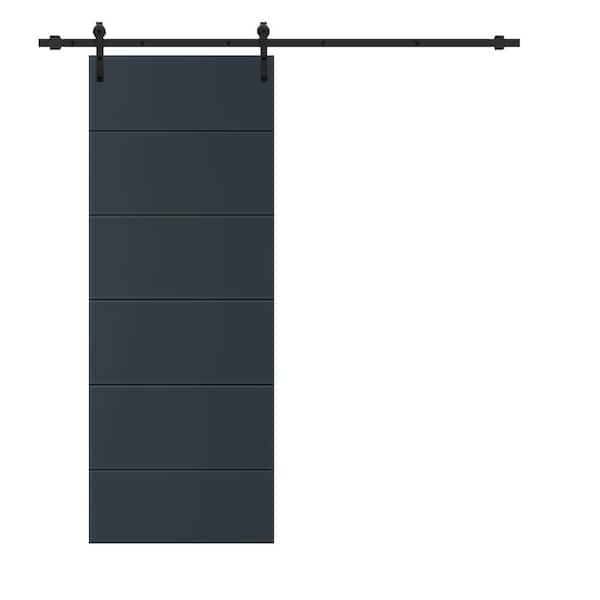 CALHOME Modern Classic 36 in. x 80 in. Charcoal Gray Stained Composite MDF Paneled Sliding Barn Door with Hardware Kit