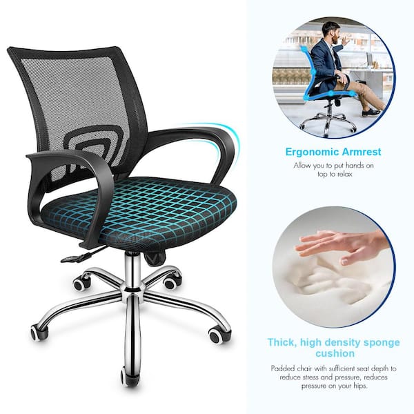 Cushion Computer Office Desk Chair Chrome Legs Lift Swivel Adjustable Hight-137 