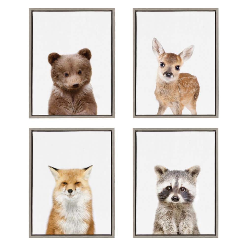 Sylvie Baby Deer Animal Print Framed Canvas Wall Art