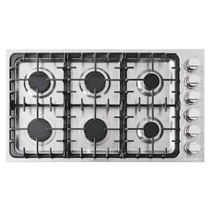 36 in. Gas Cooktop in Stainless Steel with 6 Italian Made Burners