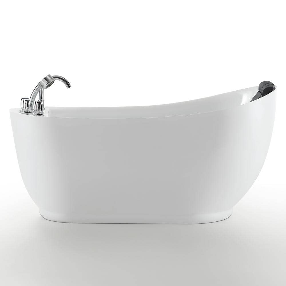 Luxury 59 in. Right Hand Drain Acrylic Freestanding Flatbottom Whirlpool Bathtub in White with Faucet price history on PriceWatchPro