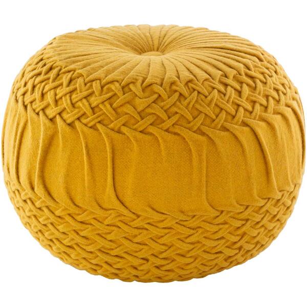 Artistic Weavers Aiani Textured Mustard Nylon Round Accent Pouf