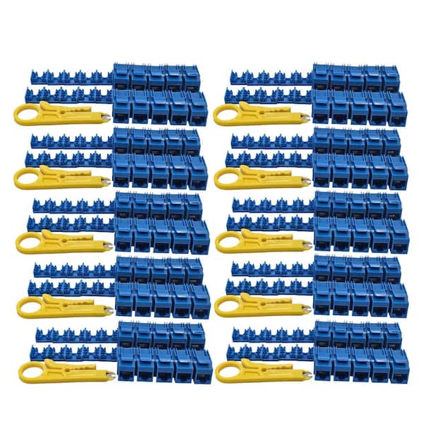 Cat 6 Unshielded Punch Down Keystone Jack with Tool in Blue (100-Pack)