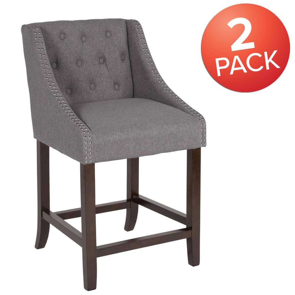 36 in. Dark Gray Fabric Bar Stool (Set of 2)