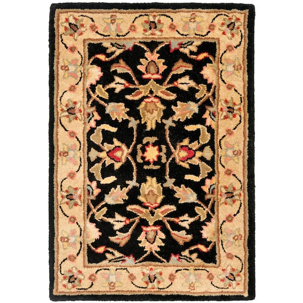 SAFAVIEH Heritage Black/Gold Doormat 2 ft. x 4 ft. Border Area Rug