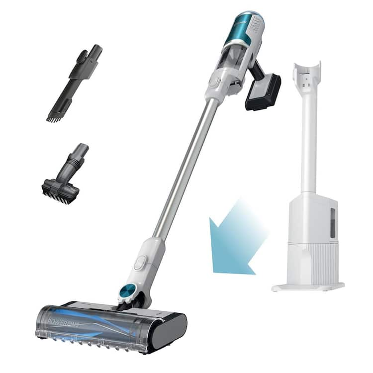 Shark Clean and Empty Bagless Cordless HEPA Filtration Stick Vacuum and Auto-Empty System Multi-Surfaces in White/Peacock