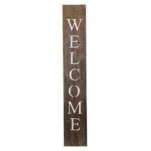 60 in. Espresso Vertical Front Porch Rustic Farmhouse Welcome Sign