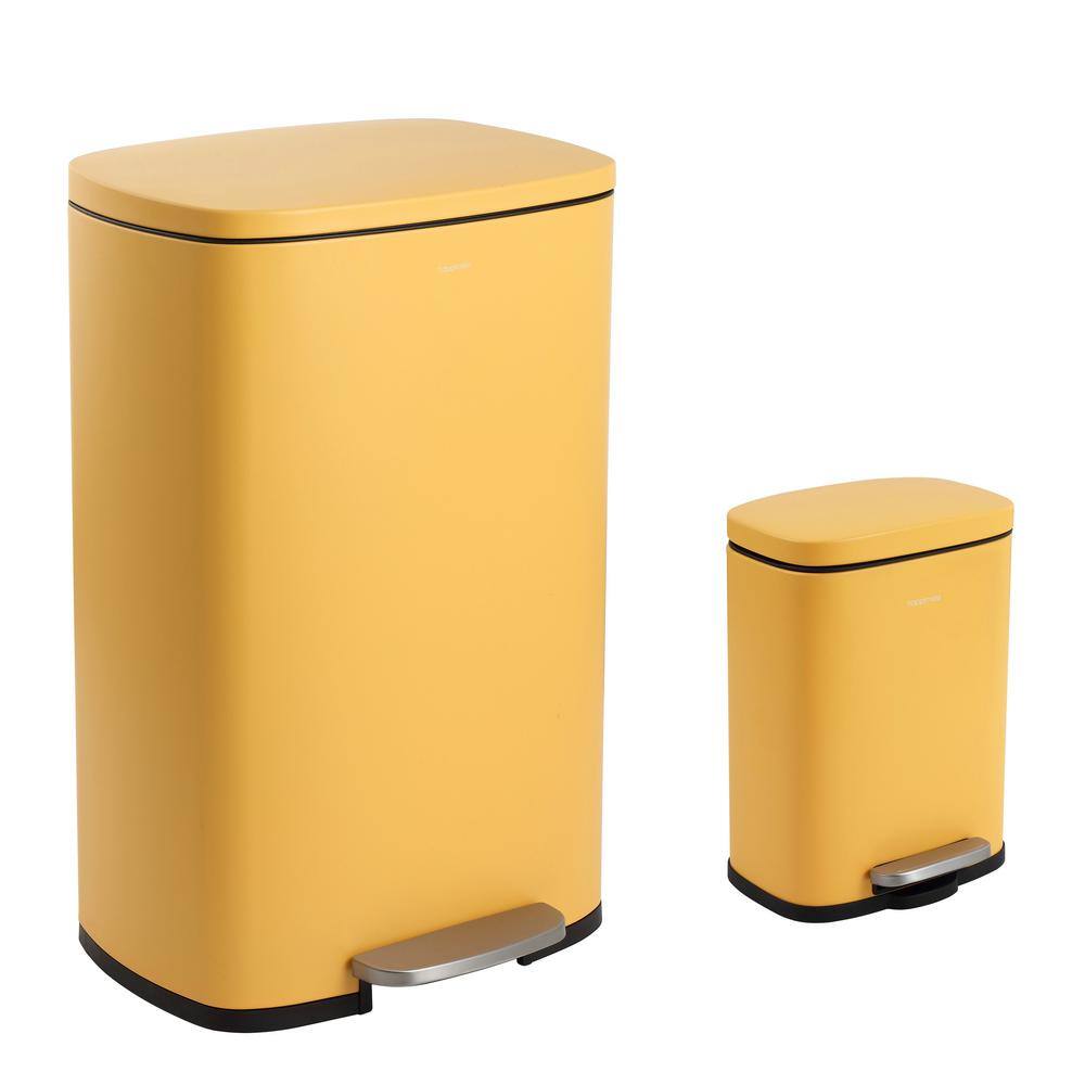 happimess Connor Rectangular 13.2 Gal. Daffodil Yellow Trash Can with ...