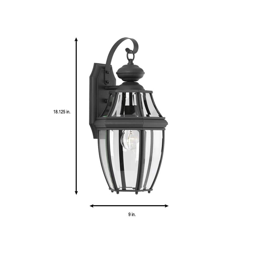 Black Steel 20.25" Outdoor Wall Lantern with Clear Glass