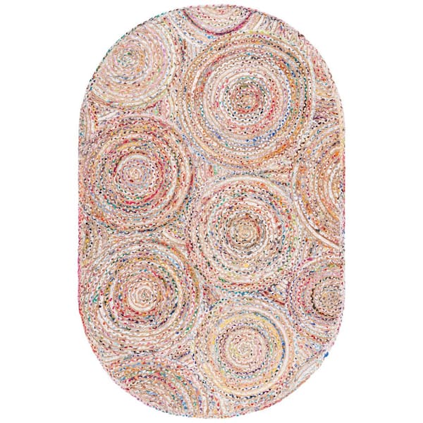 Cape Cod 6 ft. x 9 ft. Oval Beige/Multi Abstract Circles Geometric Area Rug