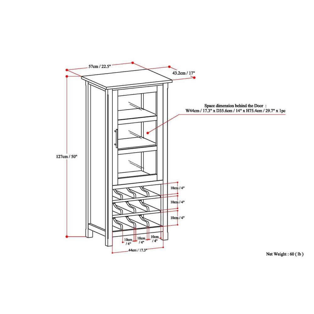 Avalon Distressed Gray Solid Wood High Storage Wine Rack Cabinet