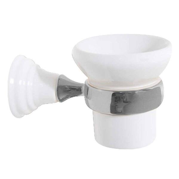 Whitehaus Collection 3-1/2 in. Ceramic Tumbler and Holder in Chrome