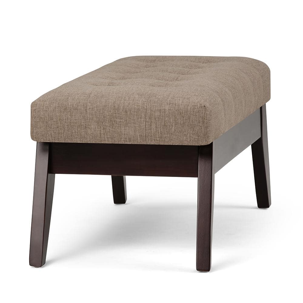 Draper 40" Wide Fawn Brown Linen Tufted Mid-Century Ottoman Bench