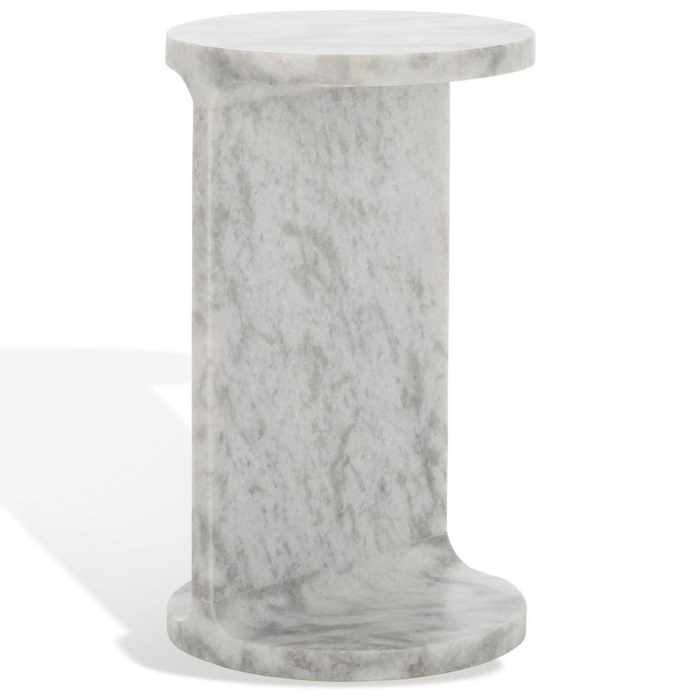 Melinda 12 in. White Round Marble End Table - thumbnail 2