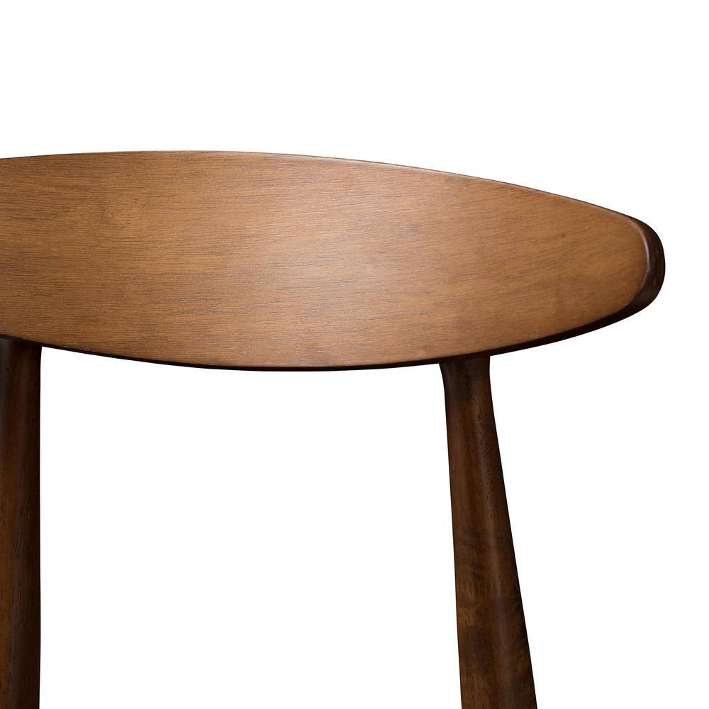 Set of 2 Walnut & Black Leather Mid-Century Barstools