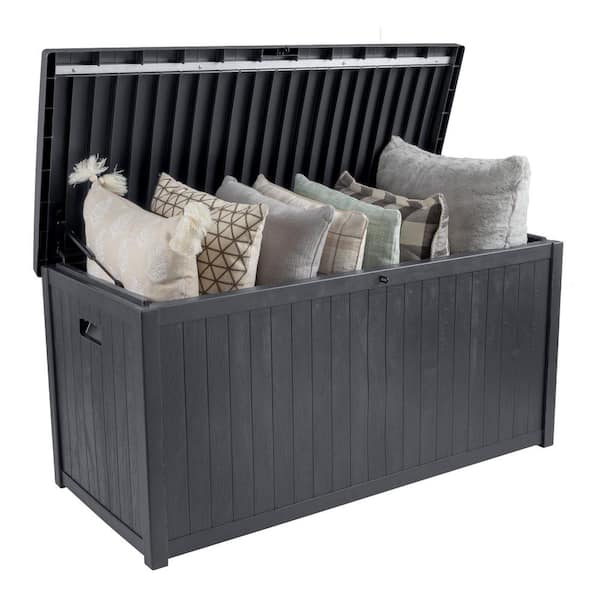 Pure Garden 113 Gal. 49.2 in. L x 22 in. W x 24.2 in. H Fade-Resistant Gray Resin Deck Box