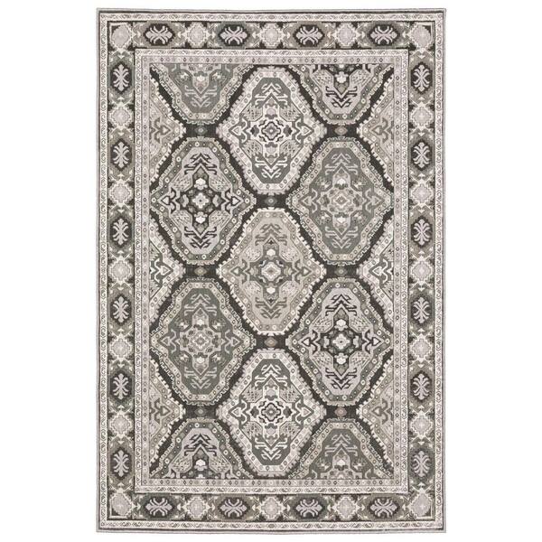 HomeRoots 5 ft. x 8 ft. Ivory And Blue Medallion Area Rug 2000574795 ...