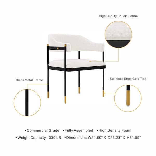 Manhattan Comfort Modern Lia Boucle Dining Armchair in Cream Manhattan Comfort Modern Lia Boucle Dining Armchair in Cream