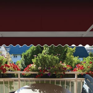 8 ft. Classic Series Semi-Cassette Manual Retractable Patio Awning, Burgundy (7 ft. Projection)