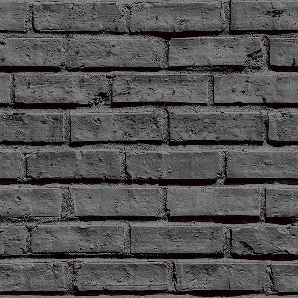 Arthouse Black Brick Paper Non-Pasted Wallpaper Roll (Covers 57.26 Sq. Ft.)
