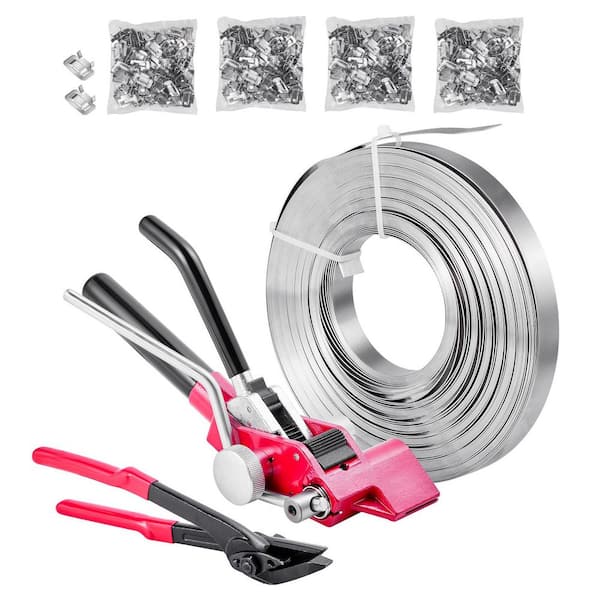 Steel Banding Strapping Kit, Heavy Duty Banding Sealer Tool with Binding Straps, Manual Pallet Packaging Strapping Kit