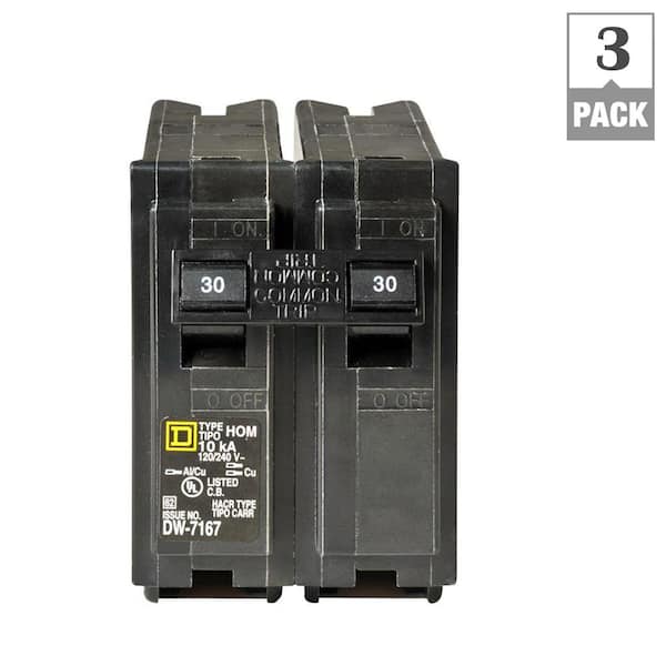 Square D Homeline 30 Amp 2-Pole Circuit Breaker (3-Pack)