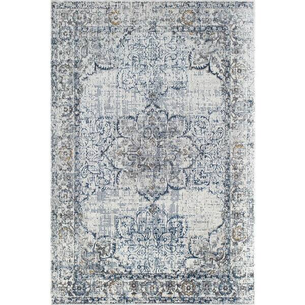 Rugs America Prescott Sapphire Bay Blossom Gray 2 ft. x 4 ft. Area Rug