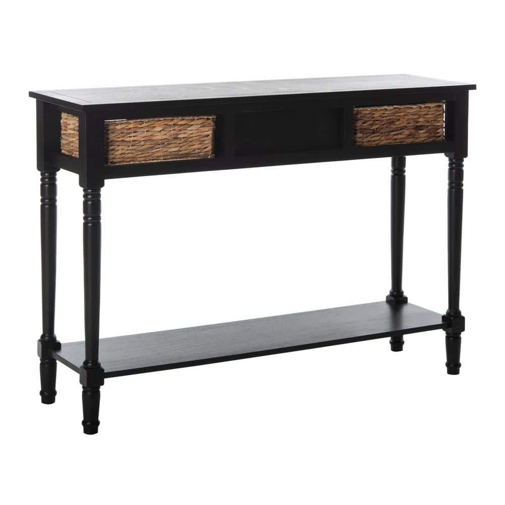 Transitional Gray 45" Wood and Metal Console Table with Storage