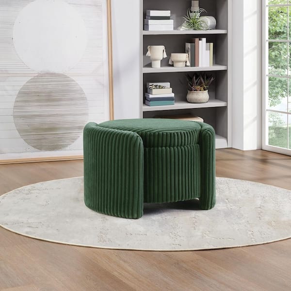 Sable Storage Ottoman with Mango wood Flip Top and Green Fabric