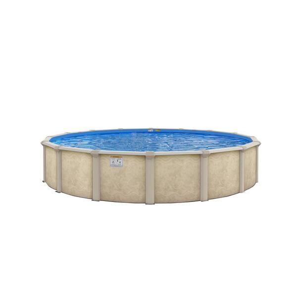 Hollowell Industries Incorporated Serenity 24 ft. Round x 52 in. Deep Above Ground Pool Package with 8 in Top Rail