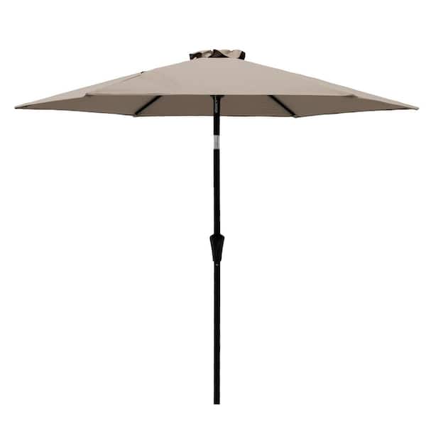 C-Hopetree 9 ft. Steel Market Push Button Tilt Patio Umbrella in Taupe Solution Dyed Polyester