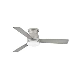 Trey 52 in. Integrated LED Indoor/Outdoor Brushed Nickel Ceiling Fan with Wall Switch